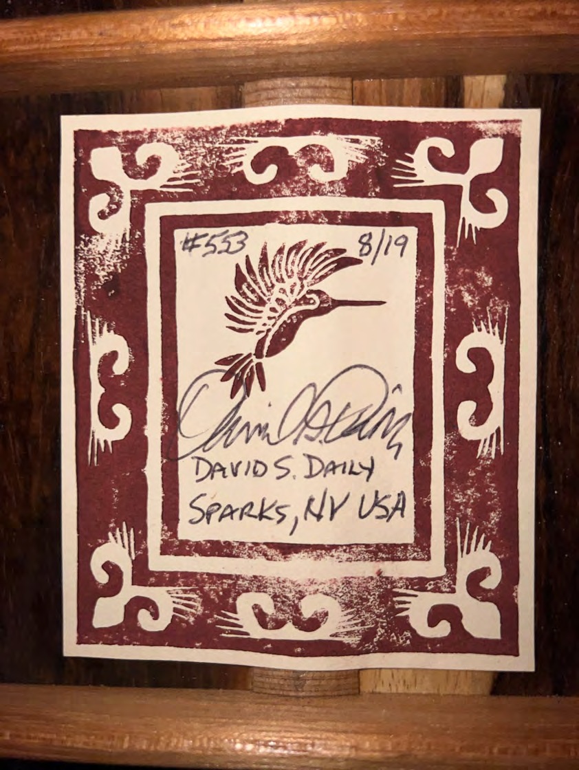 David Daily maker's label for guitar #553