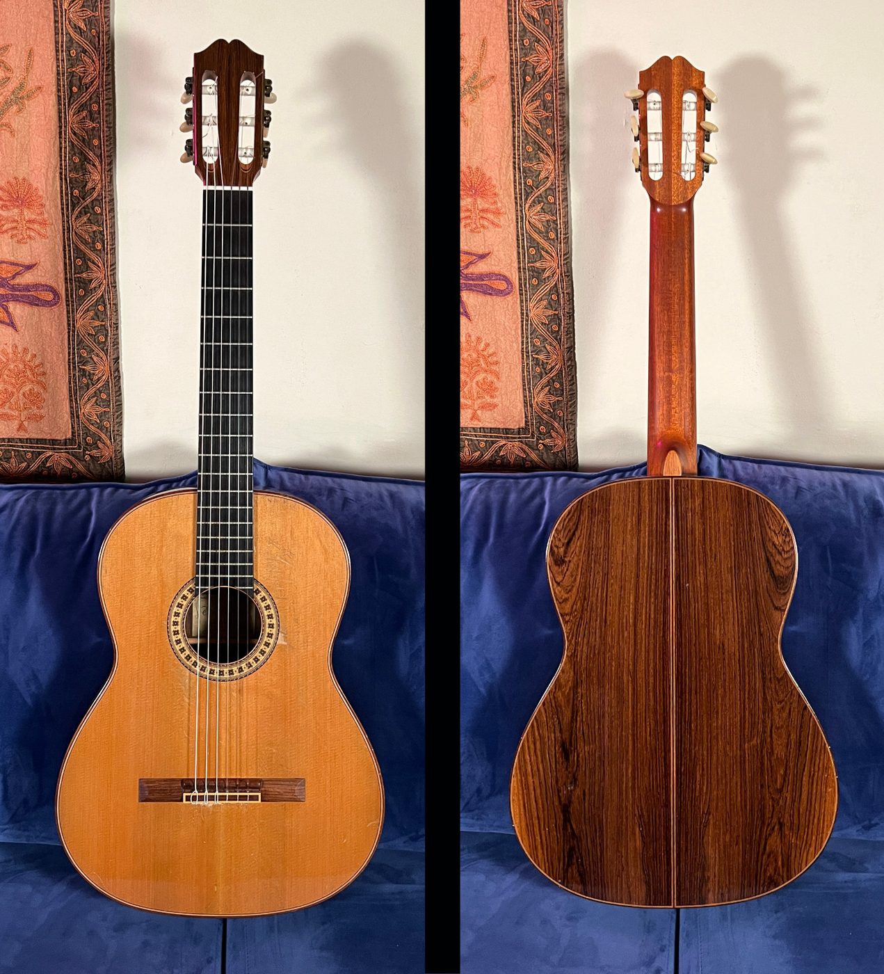 Front and back views of 1990 Eric Sahlin guitar #113