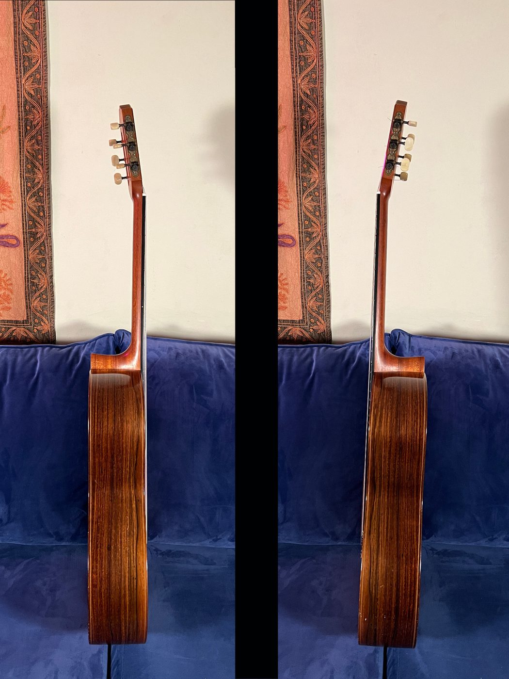 Side views of 1990 Eric Sahlin guitar #113